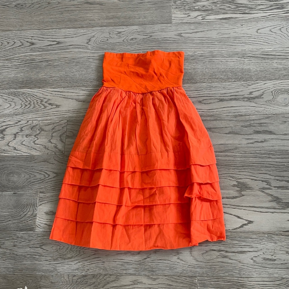 EUC orange theory strapless dress
